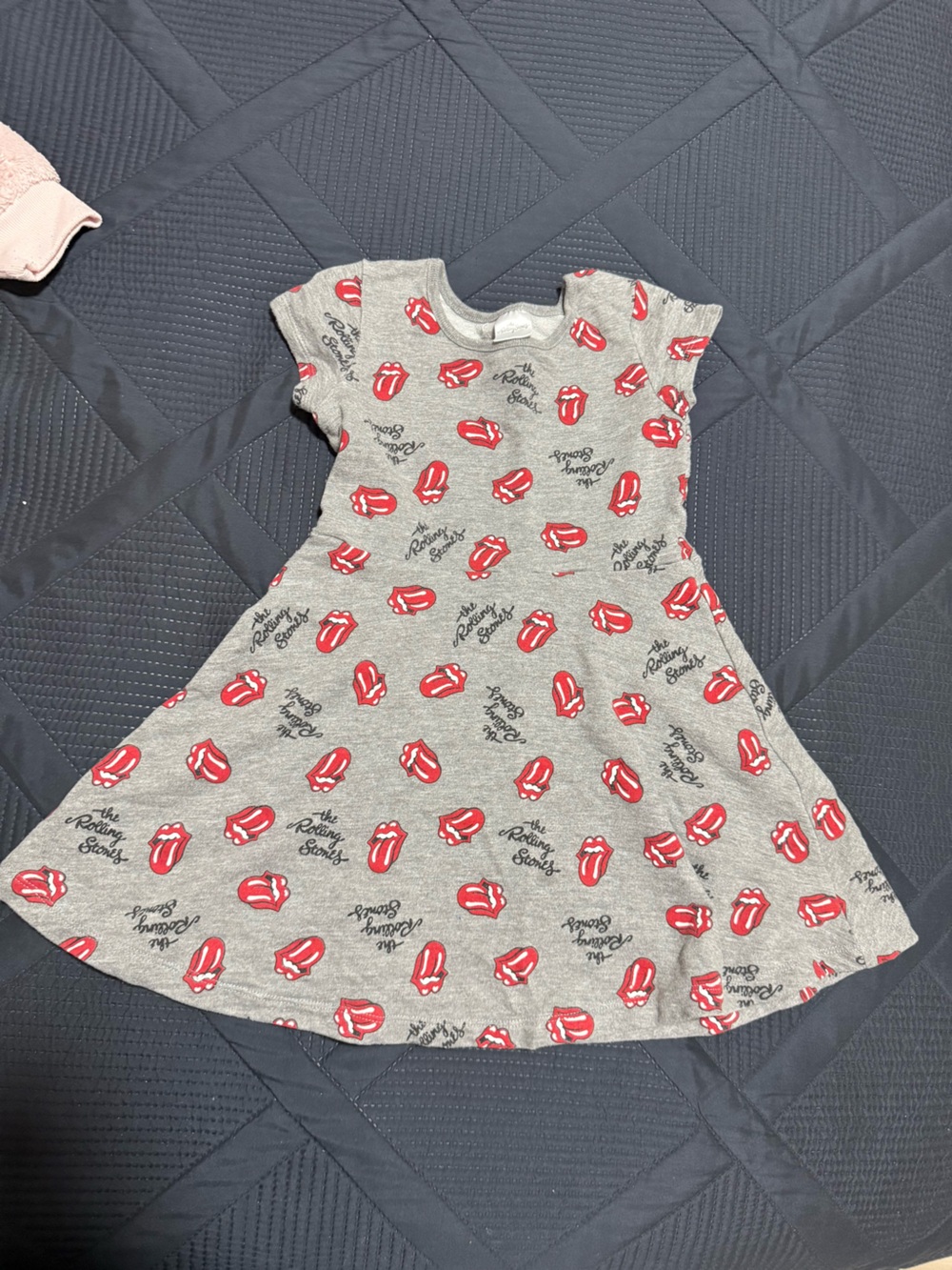 Rolling Stones Gray Logo Print T-Shirt Dress